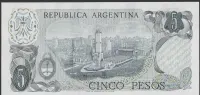 Argentyna 5 pesos 1974/76 - generał Belgrano - stan bankowy UNC — ujęcie 2