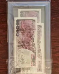 Banknoty 10000 zł po PRL - stan UNC 3 kolejne numery po sobie. — ujęcie 2