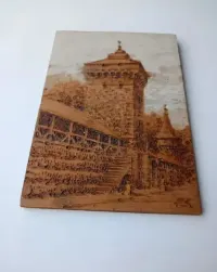 Brama Floriańska Kraków – Pirografia na drewnie J.K. Gumowski — ujęcie 3
