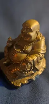 Budda szczęśliwy pieniężny posążek rzezba brąz — ujęcie 3