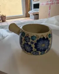 Ceramiczny Tygielek rondelek KOKILKA Fajans WŁOCŁAWEK PRL – Sygnowany J. Talorowska / Vintage Cepelia — ujęcie 2