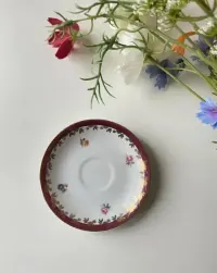 Chodzież Martinroda małe talerzyki spodki porcelanowe białe zielone — ujęcie 2