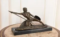 Demetre Chiparus Style - Wojownik z Włócznią i Tarczą Figura Rzeźba — ujęcie 5