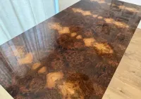 Designerski stół dębowy z blatem w fornirze z orzecha czeczot - 210 × 100 cm, retro, vintage, lata 60 — ujęcie 3