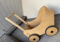 Drewniany wózek dla lalki lalek retro stary vintage antyk drewno — ujęcie 2