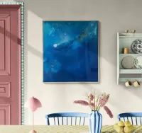 Duży obraz abstrakcyjny 100x90 niebieski granatowy ocean morze woda — ujęcie 2