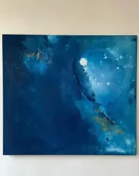 Duży obraz abstrakcyjny 100x90 niebieski granatowy ocean morze woda — ujęcie 4