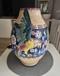 Duży wazon amfora z papugą art deco secesja Amphora Turn Bohemia — ujęcie 2