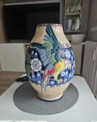 Duży wazon amfora z papugą art deco secesja Amphora Turn Bohemia — ujęcie 3