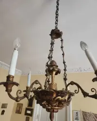 Duży żyrandol florencki 4-ramienny – rzeźbione drewno, neobarok — ujęcie 2