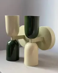 Dwa kinkiety lampy na ścianę butelkowa zieleń beżowa vintage retro — ujęcie 2
