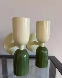 Dwa kinkiety lampy na ścianę butelkowa zieleń beżowa vintage retro — ujęcie 3
