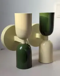 Dwa kinkiety lampy na ścianę butelkowa zieleń beżowa vintage retro — ujęcie 4