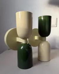 Dwa kinkiety lampy na ścianę butelkowa zieleń beżowa vintage retro — ujęcie 5