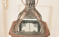 Dwa Lampiony Latarnie na Świece - Gięte Szkło - Lampa Lampion - Ozdoba — ujęcie 5