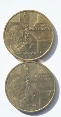 Dwie monety 2 zł Jan Paweł II - 25 lecie pontyfikatu - 2003 rok — ujęcie 2