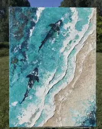 Dwuczęściowy dwiptych „Życie w oceanie” (2×55×75 cm) — ujęcie 3