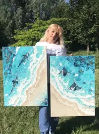 Dwuczęściowy dwiptych „Życie w oceanie” (2×55×75 cm) — ujęcie 4