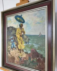 Edmund FÜRST (1874-1955) Olej Płótno Impast Fowizm jak Matisse Sztuka Muzealna Inwestycja Unikat Postimpresjonizm Niemcy Izrael Spaziergang Kurort TOP — ujęcie 5