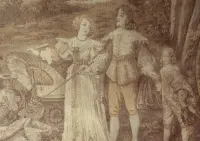 Elegancka tapiseria gobelinowa – XIX w., Niemcy / Holandia — ujęcie 3