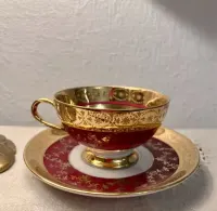**Elegancki CARLSBAD GLORIA Złoto Wino Mocca filiżanka BOHEMIA Vintage — ujęcie 2