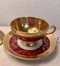 **Elegancki CARLSBAD GLORIA Złoto Wino Mocca filiżanka BOHEMIA Vintage — ujęcie 5