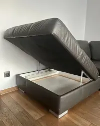 Etap sofa naroznik rozkladany, pojemnik, skóra — ujęcie 2