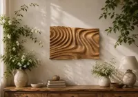 Dębowy panel ścienny 3D „Fale” 40 × 26,5 cm – dekoracja — ujęcie 2