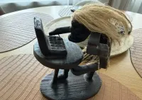 Figurka rzeźba afrykańska Cyfrowy Nomada / Programista IT – Oryginalna rzeźba z drewna / hebanu, Afryka vintage retro — ujęcie 3