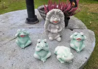 Figurki dekoracja ogrodowa żabka ogrodowa jeż figurki ogrodowe komplet — ujęcie 3