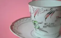 Filiżanka duo lata 20 30 srebrne gody retro vintage porcelana bawaria — ujęcie 2