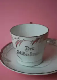 Filiżanka duo lata 20 30 srebrne gody retro vintage porcelana bawaria — ujęcie 5
