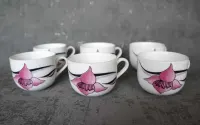 Filiżanki espresso PRL kwiaty komplet 6 szt vintage — ujęcie 2
