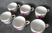Filiżanki espresso PRL kwiaty komplet 6 szt vintage — ujęcie 4