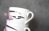 Filiżanki espresso PRL kwiaty komplet 6 szt vintage — ujęcie 5