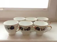 filiżanki porcelanowe pozłacane Ćmielów - 6 szt VINTAGE! — ujęcie 2