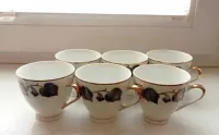 filiżanki porcelanowe pozłacane Ćmielów - 6 szt VINTAGE! — ujęcie 3