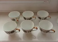 filiżanki porcelanowe pozłacane Ćmielów - 6 szt VINTAGE! — ujęcie 5