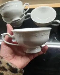 Filiżanki Prl Chodzież 6 filiżanek porcelana biała — ujęcie 2