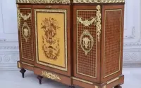 Francuska Komoda Empire - Drewno + Mosiądz Szafa - Intarsje Malunki — ujęcie 2