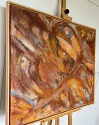 Gisela Zirn Duży Obraz Olejny 84x104 Magmaspalte 1999 Premium Vintage Oryginał Abstrakcja XXL Niemiecki Informel Galeria Salon Architekt Design Loft — ujęcie 3