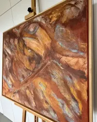 Gisela Zirn Duży Obraz Olejny 84x104 Magmaspalte 1999 Premium Vintage Oryginał Abstrakcja XXL Niemiecki Informel Galeria Salon Architekt Design Loft — ujęcie 4