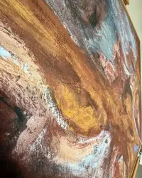 Gisela Zirn Duży Obraz Olejny 84x104 Red Earth 1999 Premium Vintage Oryginał Abstrakcja XXL Niemiecki Informel Galeria Salon Architekt Design Loft Top — ujęcie 5