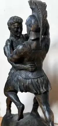 Gladiatorzy - duża sygnowana S.G. rzeźba antyczna datowana 1910 — ujęcie 4