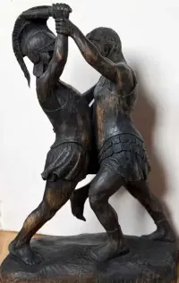 Gladiatorzy - duża sygnowana S.G. rzeźba antyczna datowana 1910 — ujęcie 5