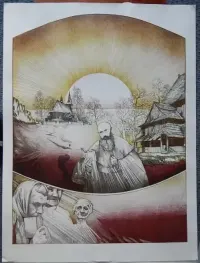 Grafika PRL Habdas 1972 litografia kresy modernizm DUŻA 65 cm — ujęcie 4