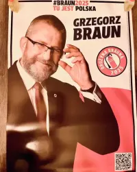 Grzegorz Braun baner wyborczy 2025 oryginalny materiał kampanii 160x100 cm — ujęcie 3