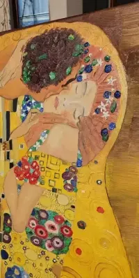 Gustav Klimt "Pocałunek" - Obraz olejny, wymiary 100x100, na płótnie — ujęcie 2