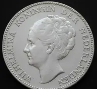 Holandia 1 gulden 1929 - królowa Wilhelmina - srebro — ujęcie 3