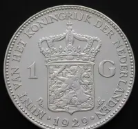Holandia 1 gulden 1929 - królowa Wilhelmina - srebro — ujęcie 2